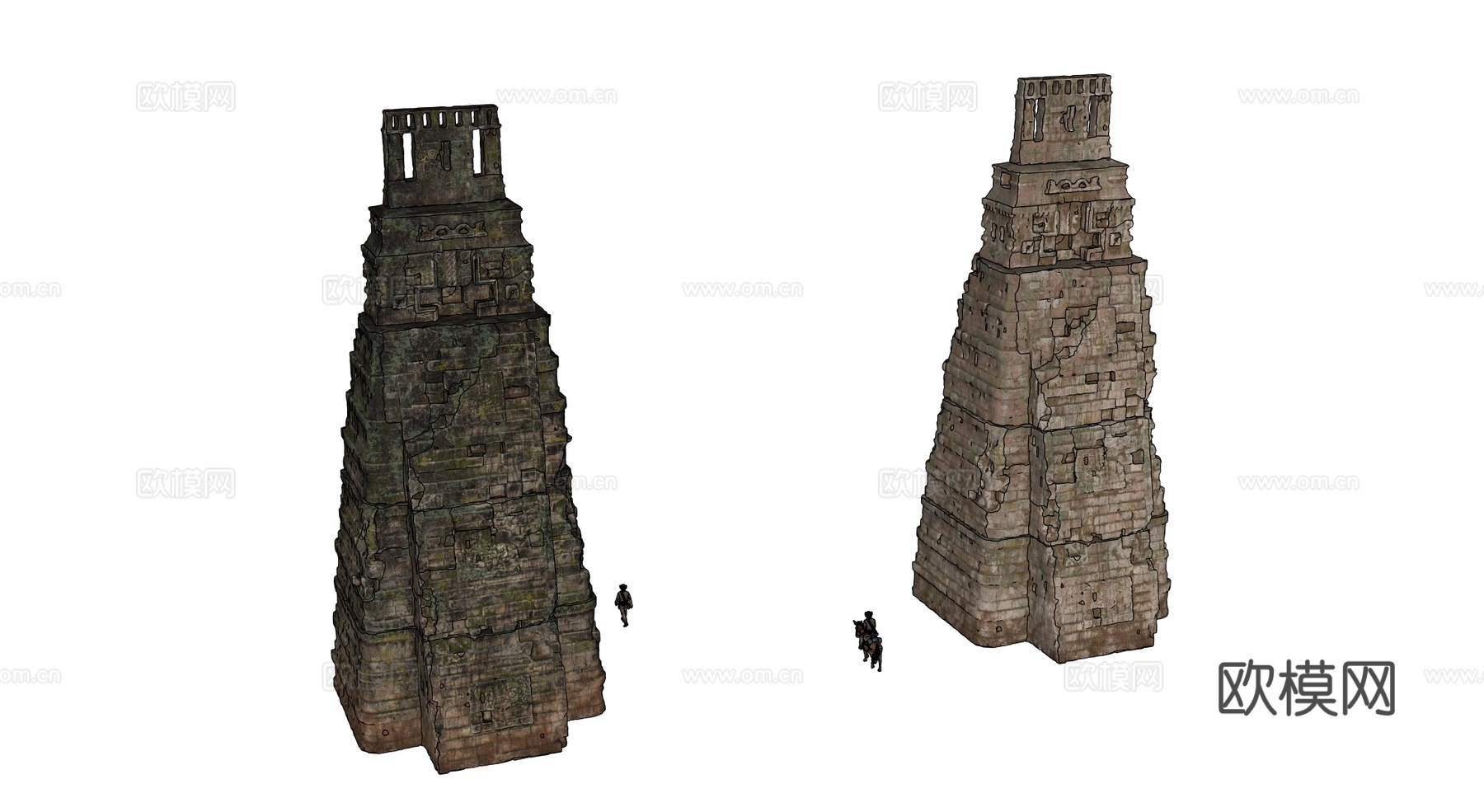古代遗迹 废墟 神庙城堡遗迹 废墟城墙 失落之城遗迹su模型