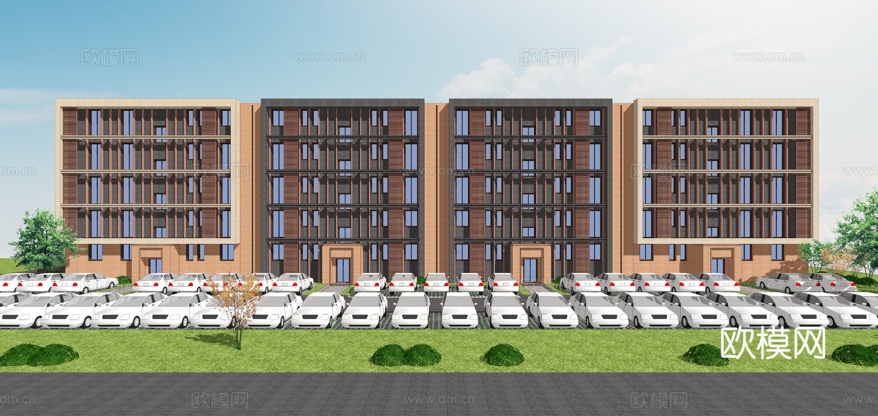 现代办公楼建筑外观su模型下载