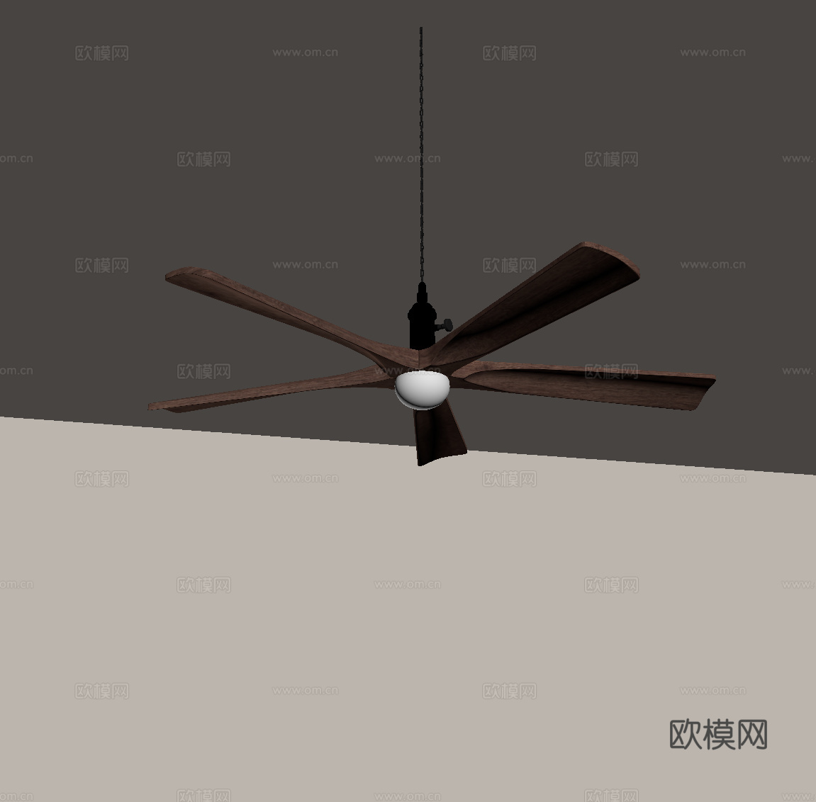 中古风风扇灯 实木风扇灯 吊扇灯su模型