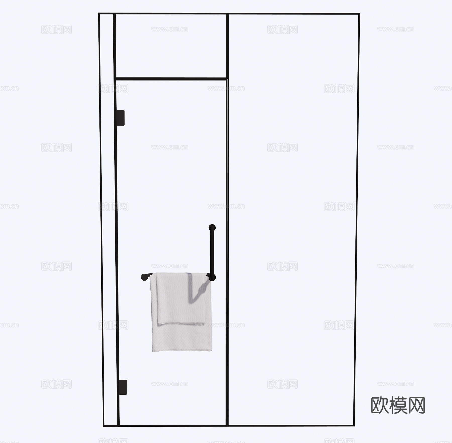 现代玻璃门su模型下载