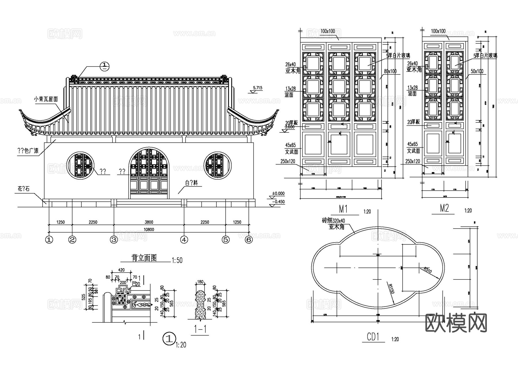 仿古建筑之镜心卢cad施工图