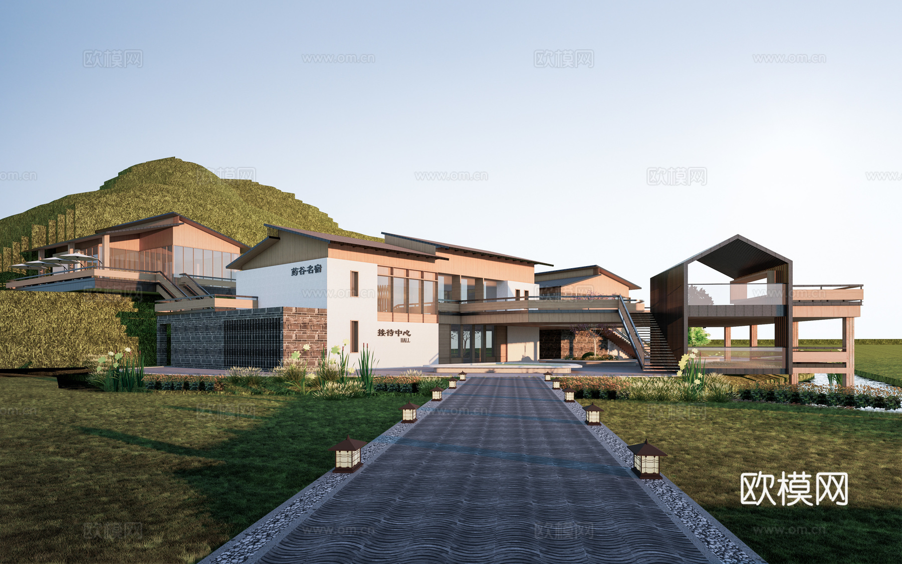 现代游客中心建筑 公共建筑 驿站建筑 民宿建筑su模型