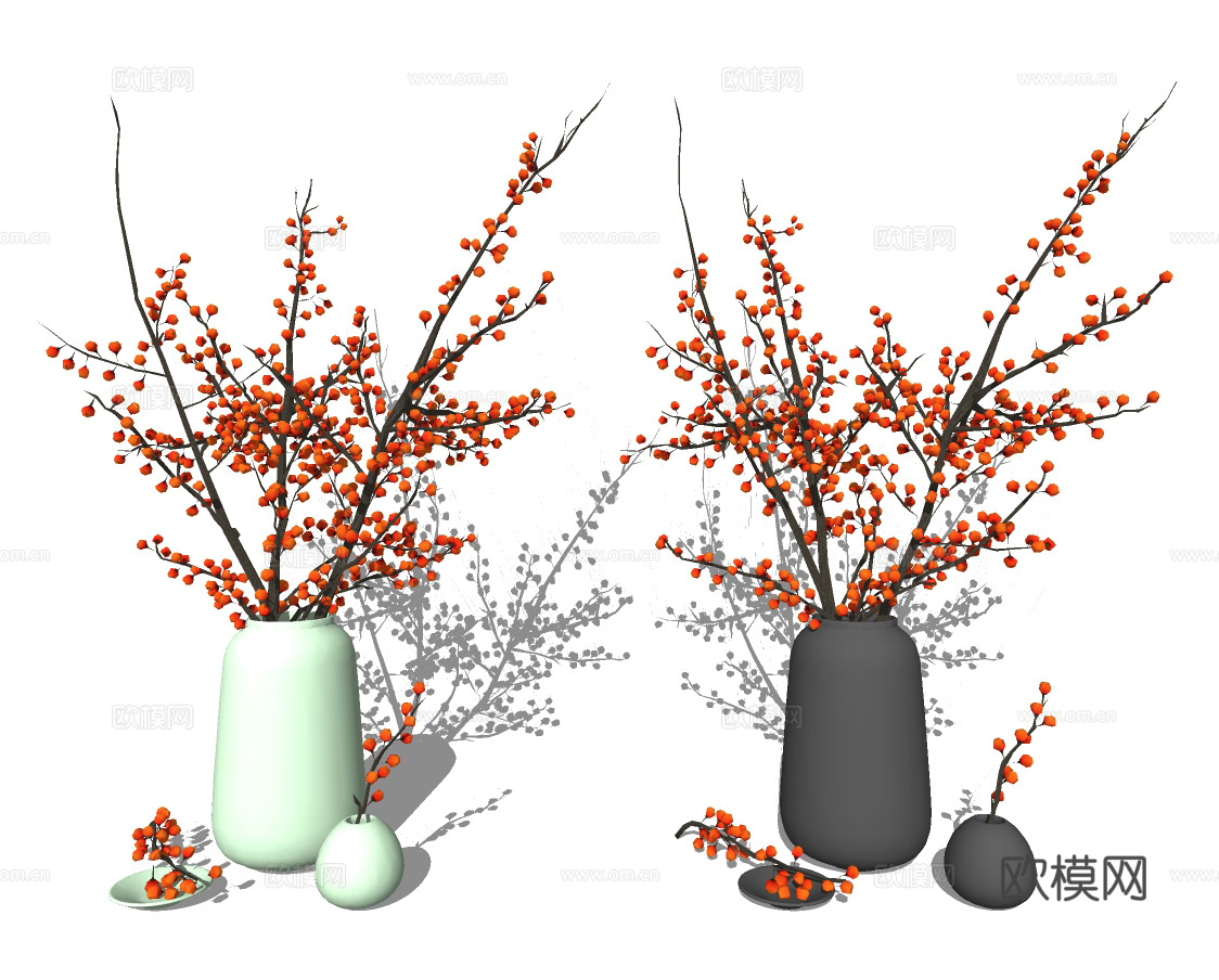 新中式花瓶插花su模型下载