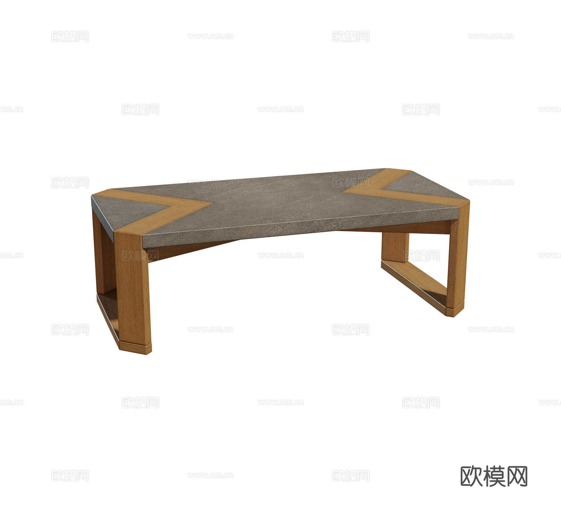 现代实木茶几 长茶几su模型