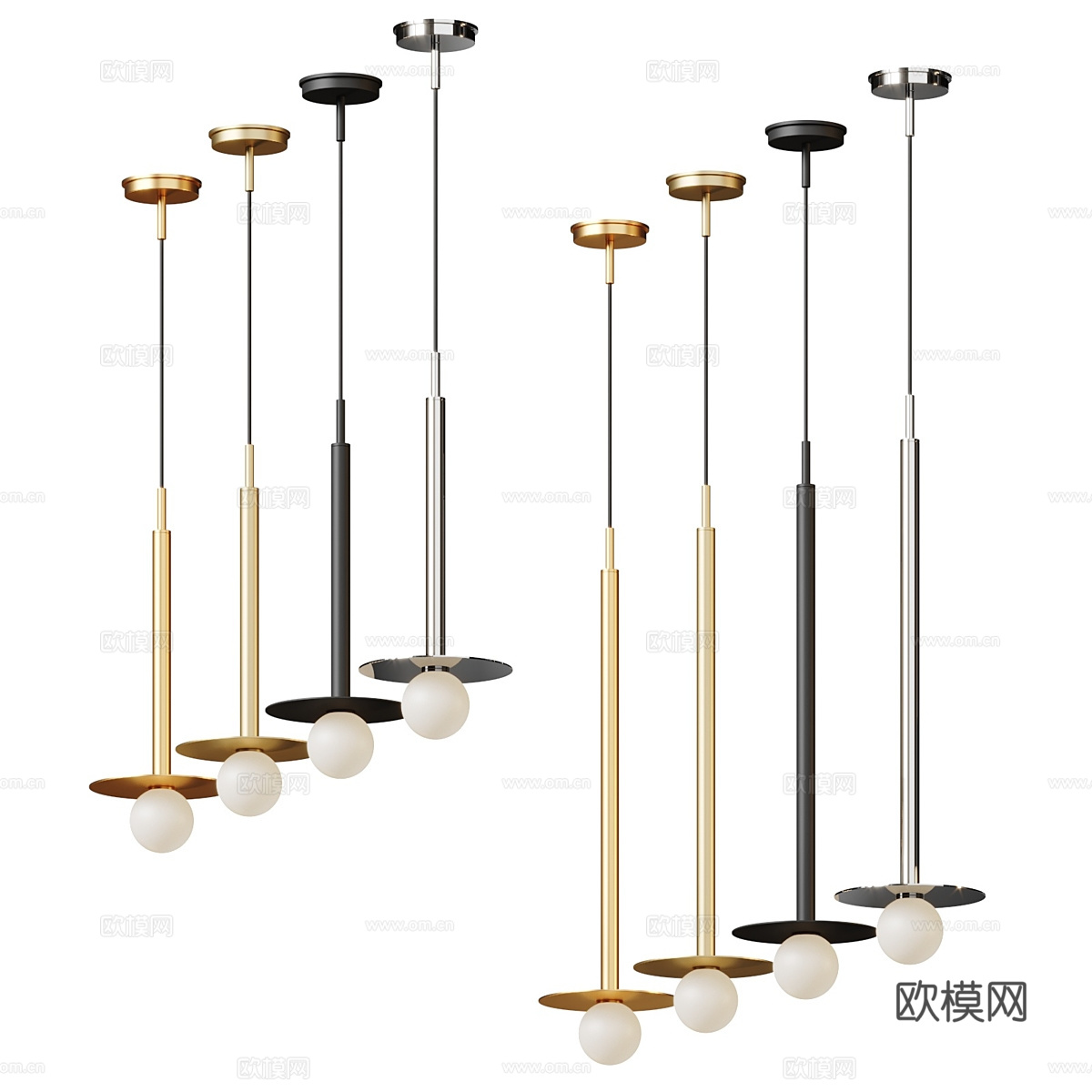现代轻奢金属玻璃装饰吊灯3d模型