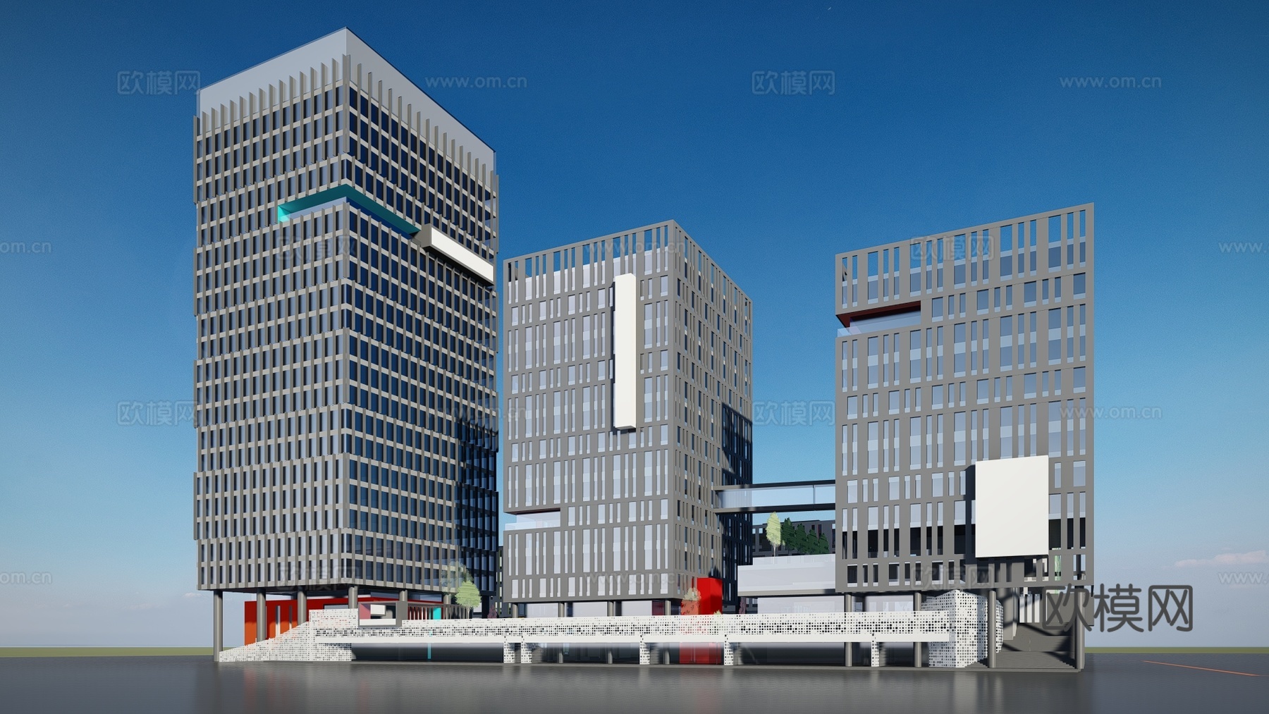 现代商业综合体外观su模型下载