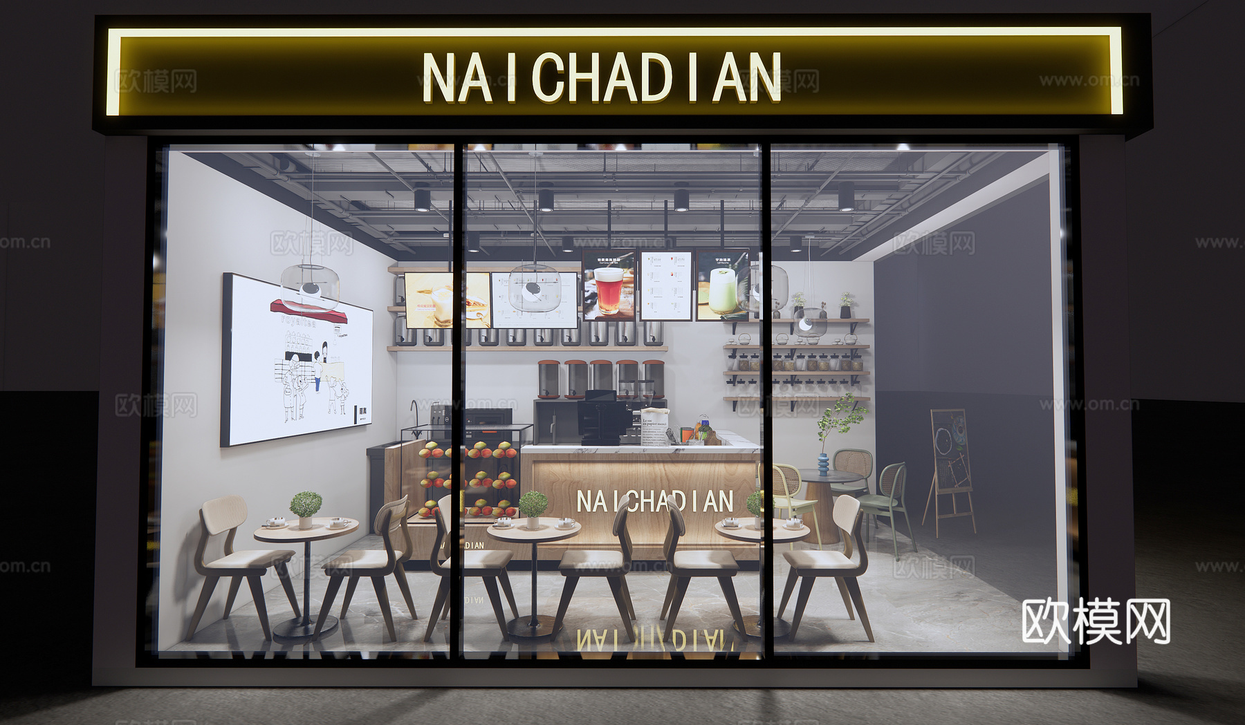 北欧甜品店奶茶店su模型下载
