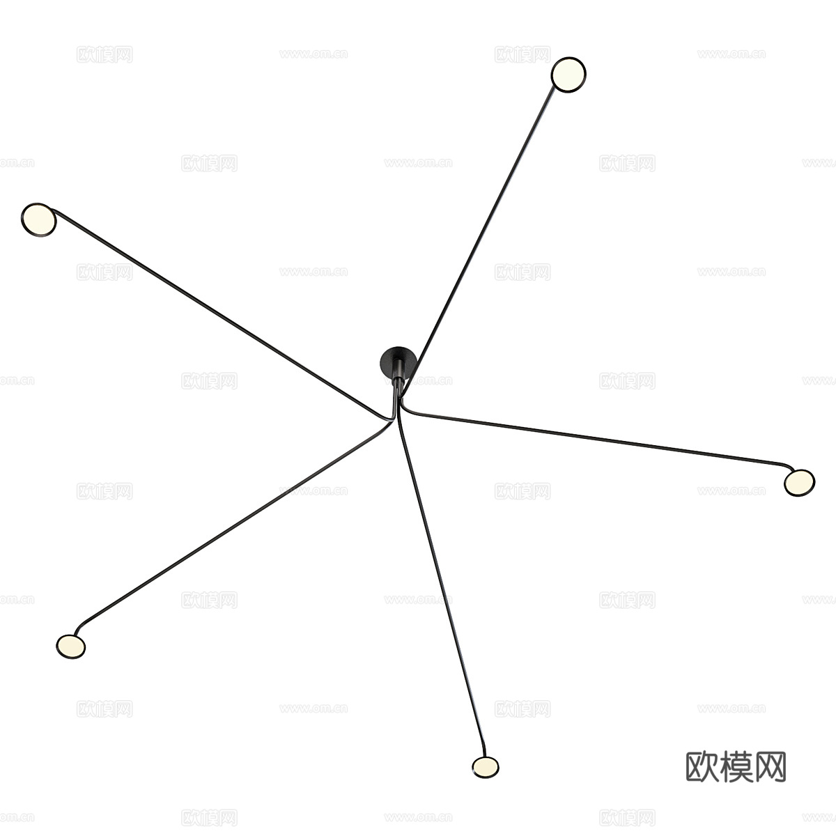 现代极简线性金属吸顶灯3d模型