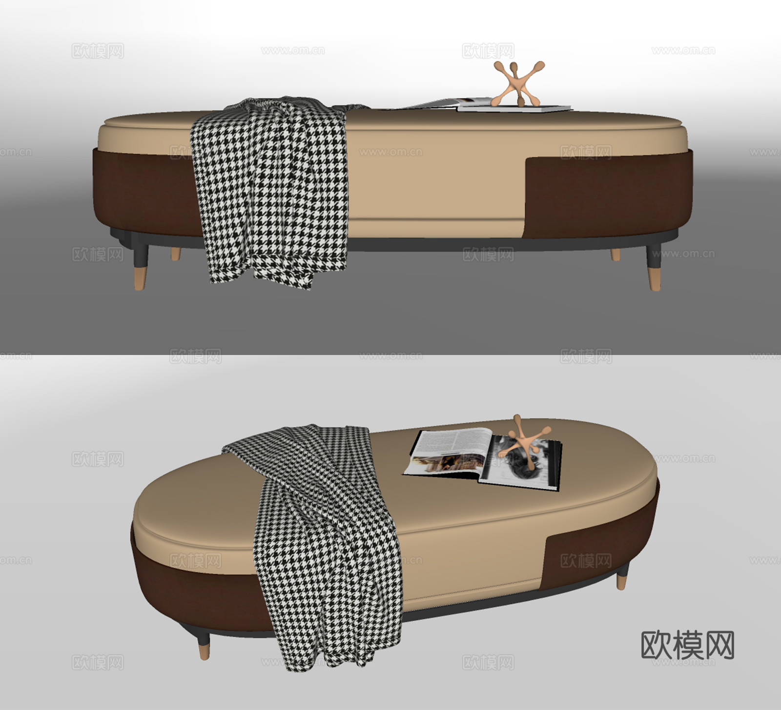 现代皮革脚踏su模型下载