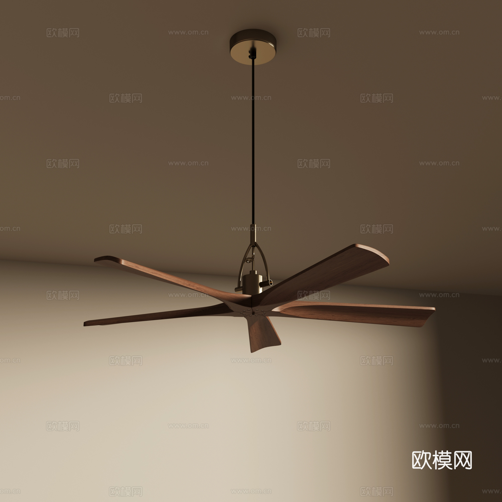 中古风风扇 实木风扇 吊扇3d模型