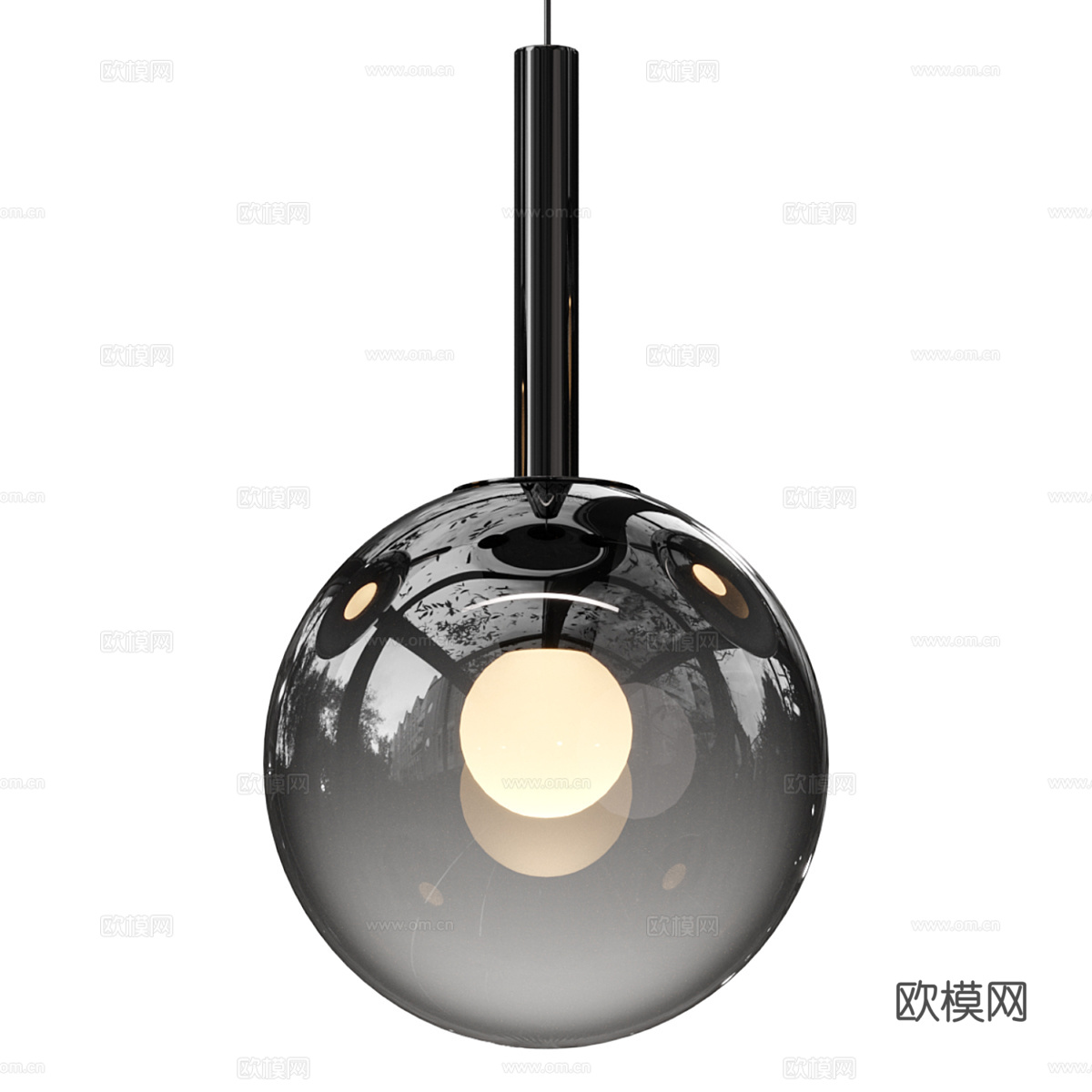 现代极简球形玻璃装饰吊灯3d模型