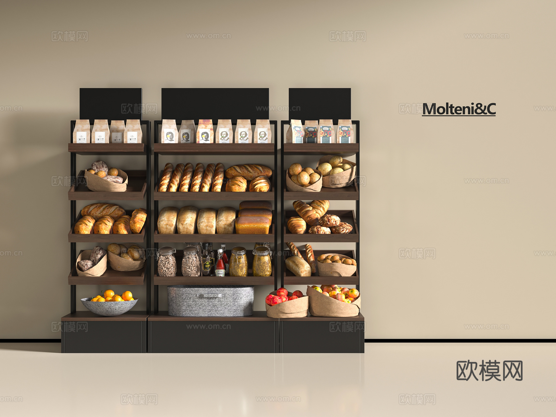 现代面包店展柜3d模型