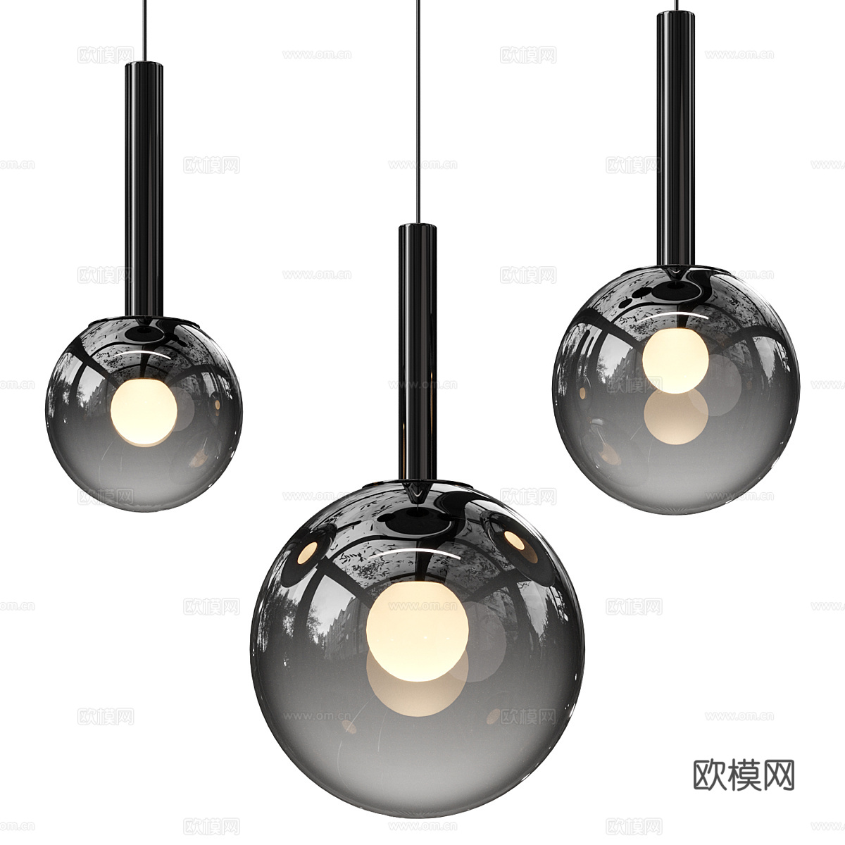 现代极简球形玻璃装饰吊灯3d模型