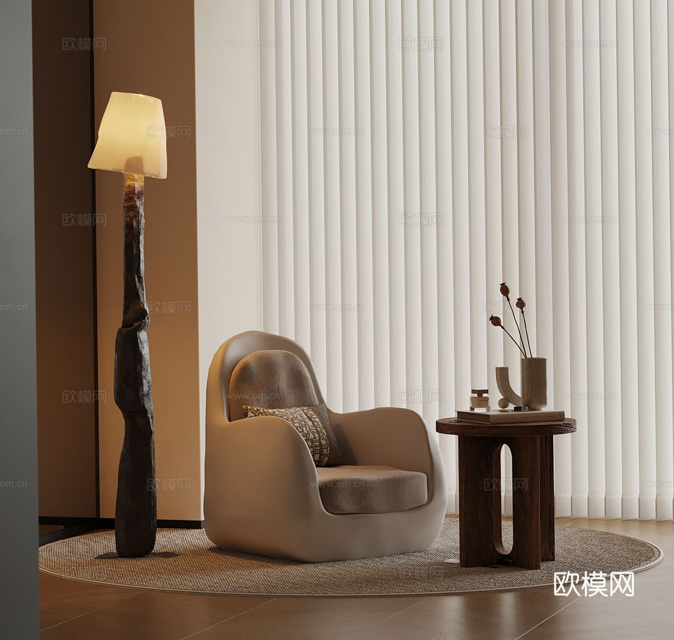 中古休闲椅 落地灯su模型