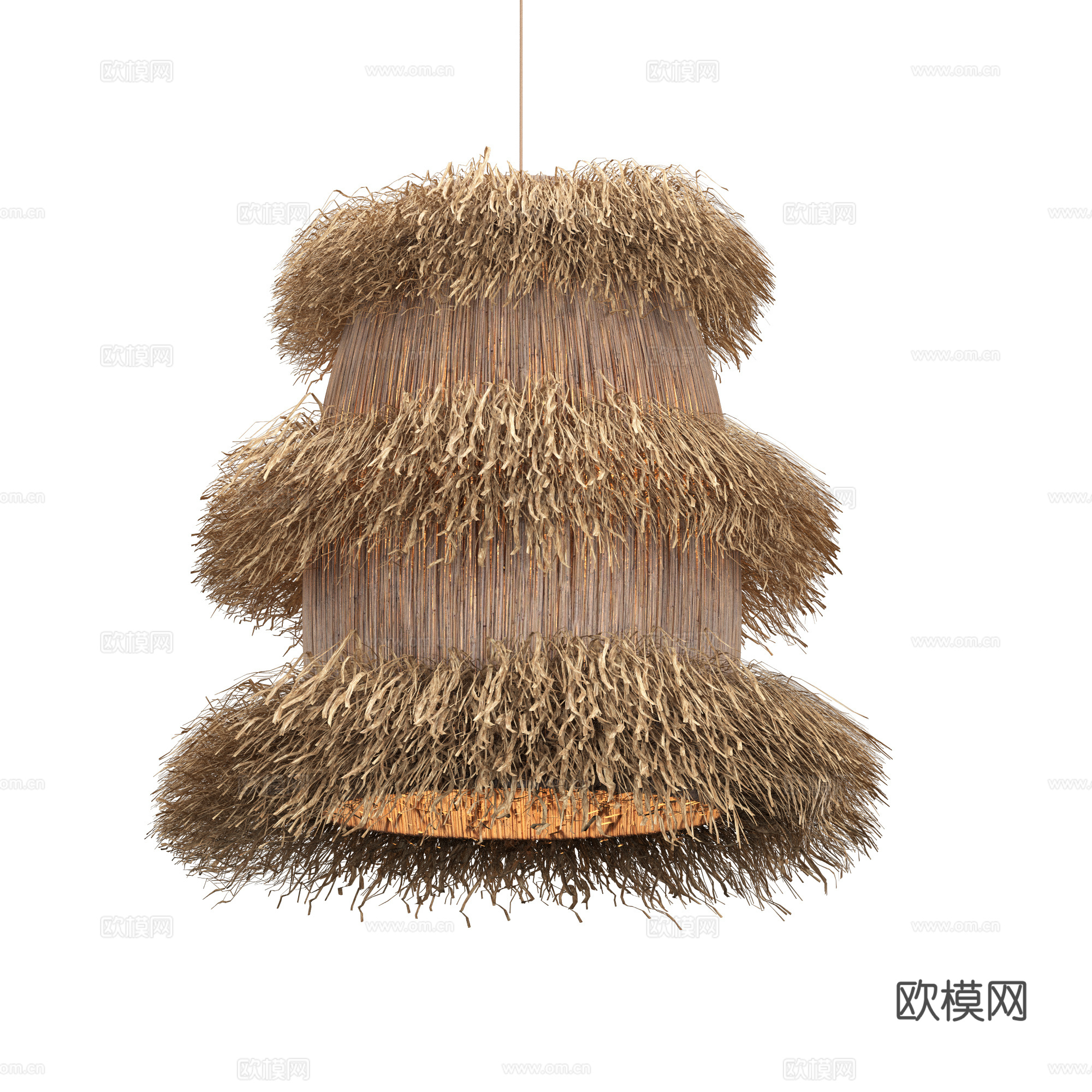 新中式侘寂藤编柳条莲花灯3d模型