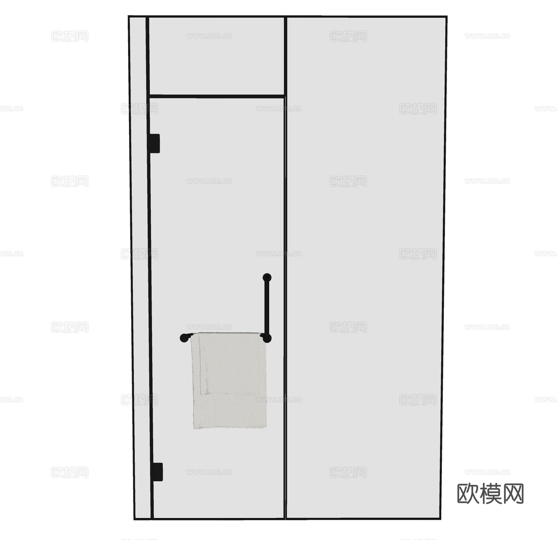 现代玻璃门su模型下载