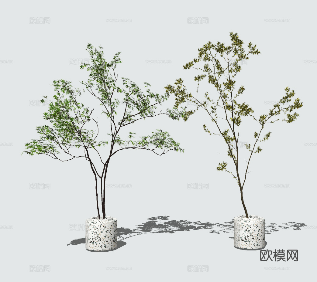 现代绿植盆栽su模型下载