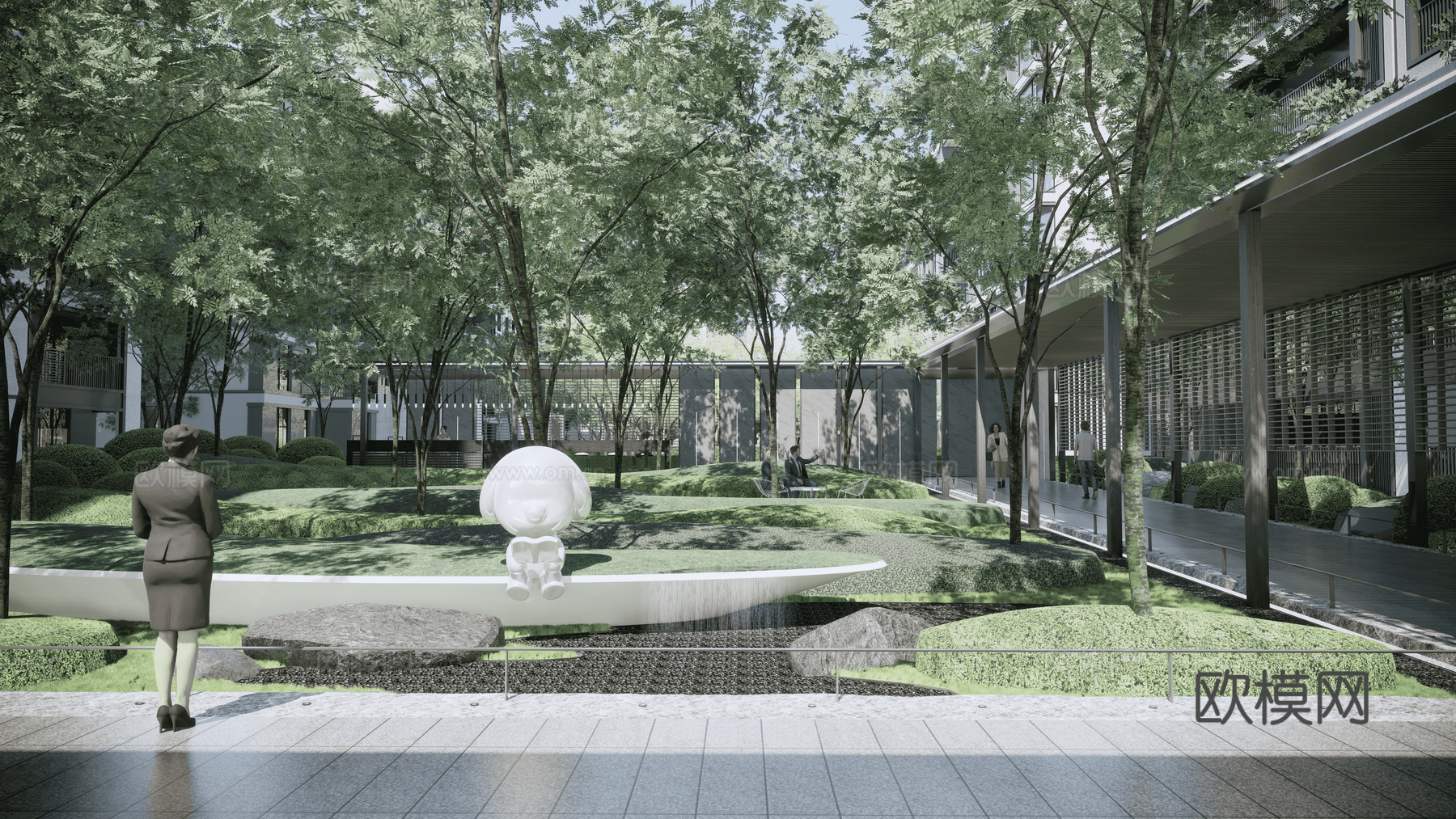 现代住宅小区外观su模型下载
