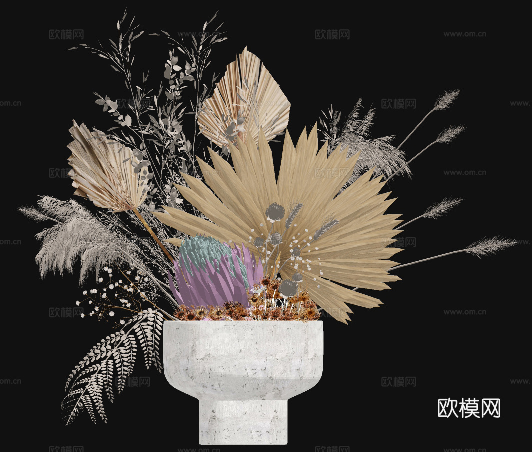 现代花艺插花su模型下载