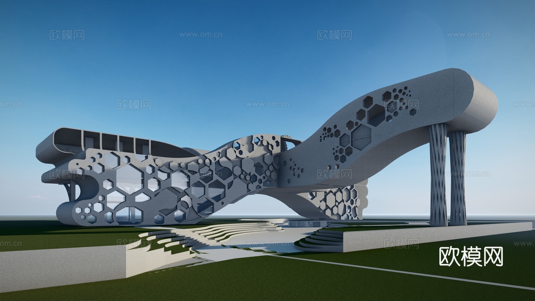 现代博物馆建筑外观su模型下载