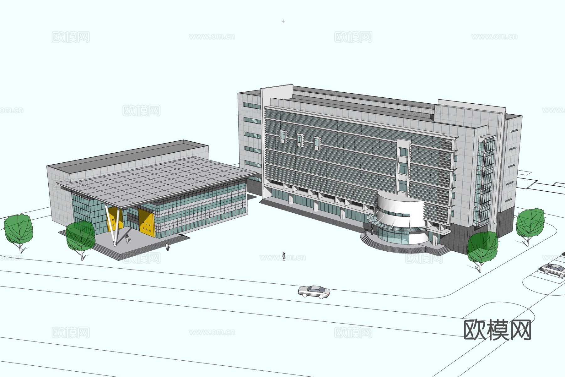 现代办公楼建筑外观su模型下载