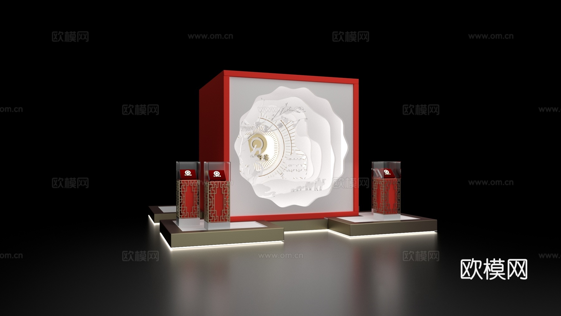 现代茶叶展柜su模型下载