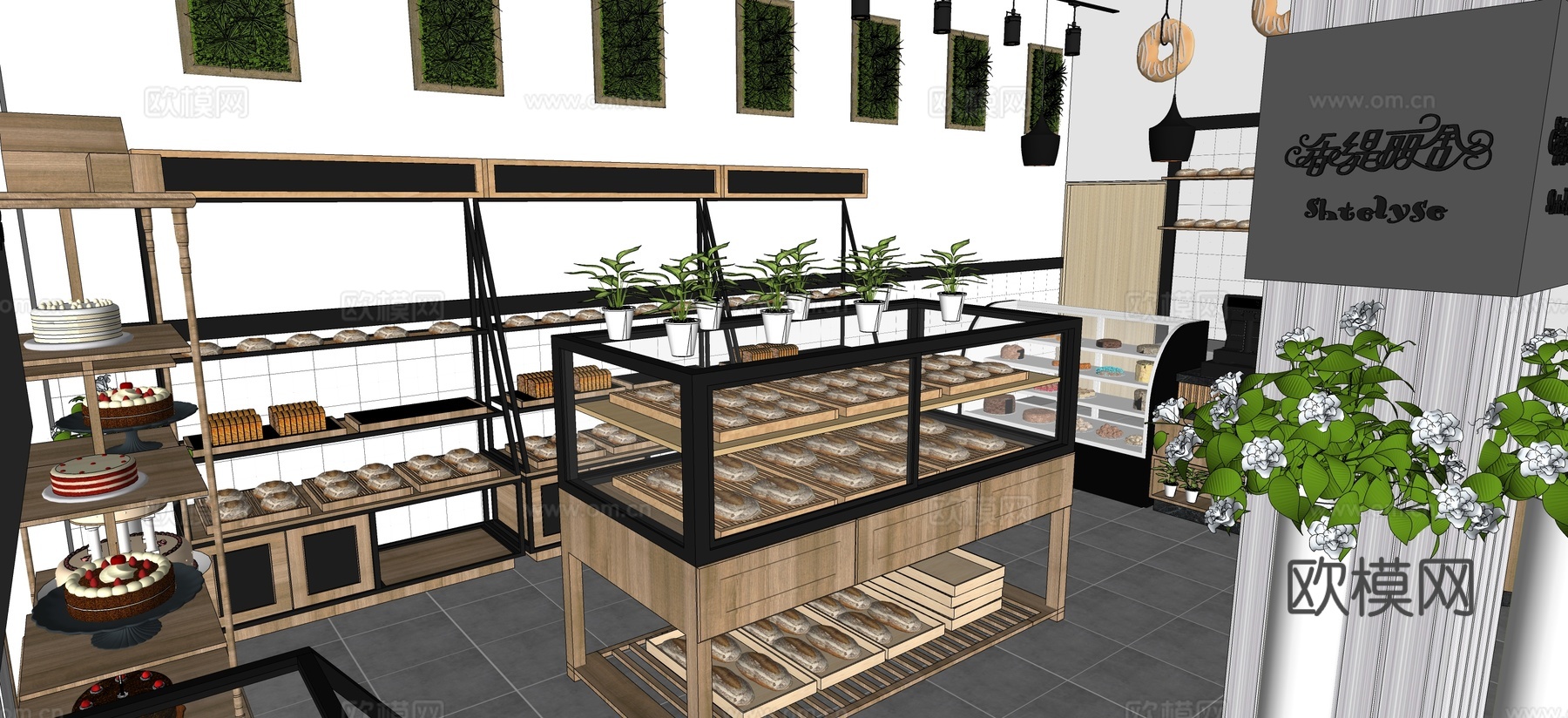 现代奶茶店su模型下载