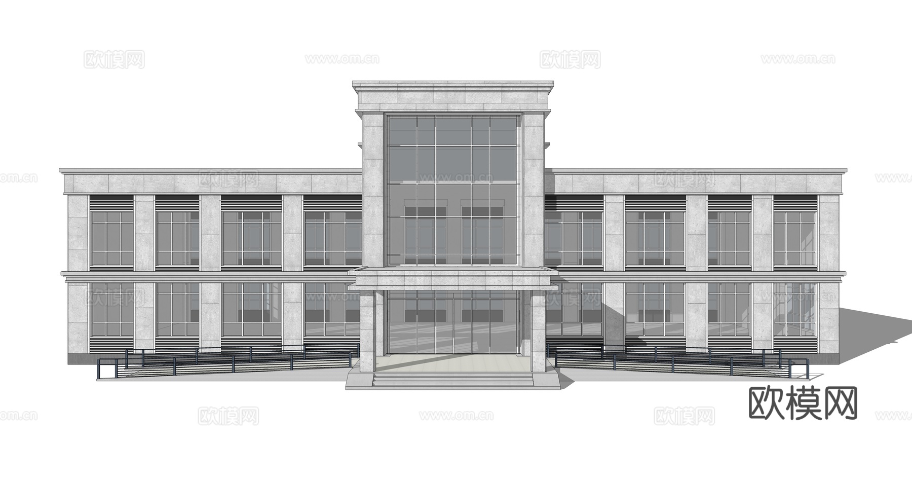 现代办公楼建筑外观su模型下载