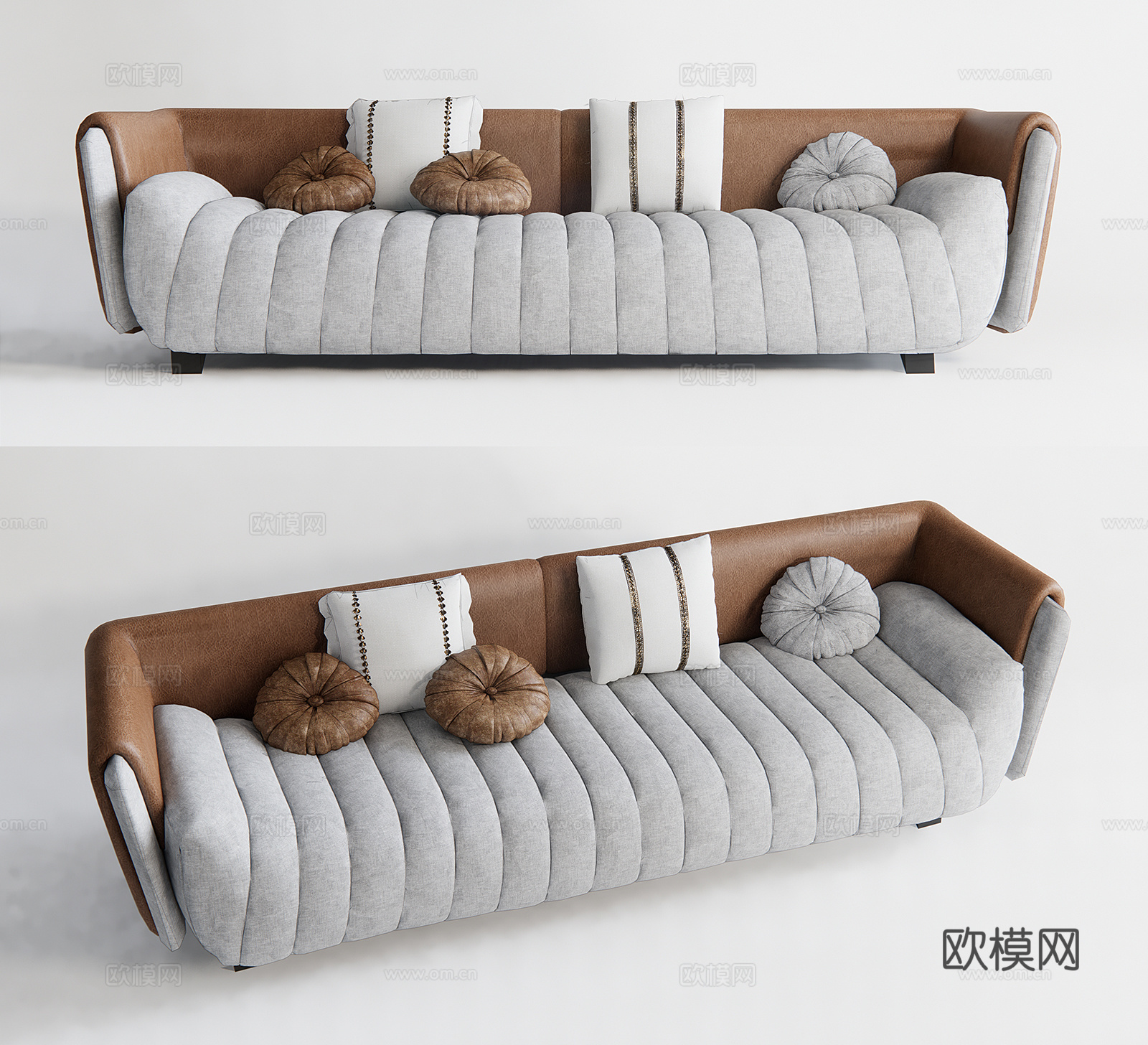 现代布艺多人沙发su模型下载下载（渲染图1）
