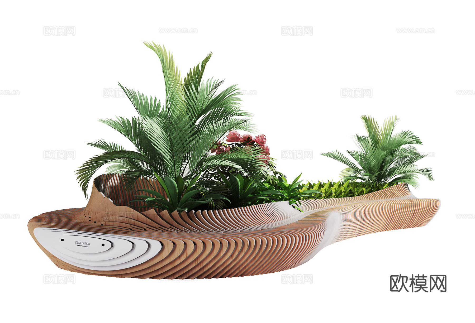 现代花池公用椅su模型下载