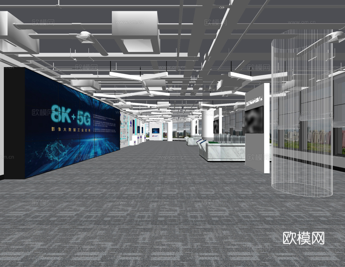 现代科技通讯展厅su模型下载