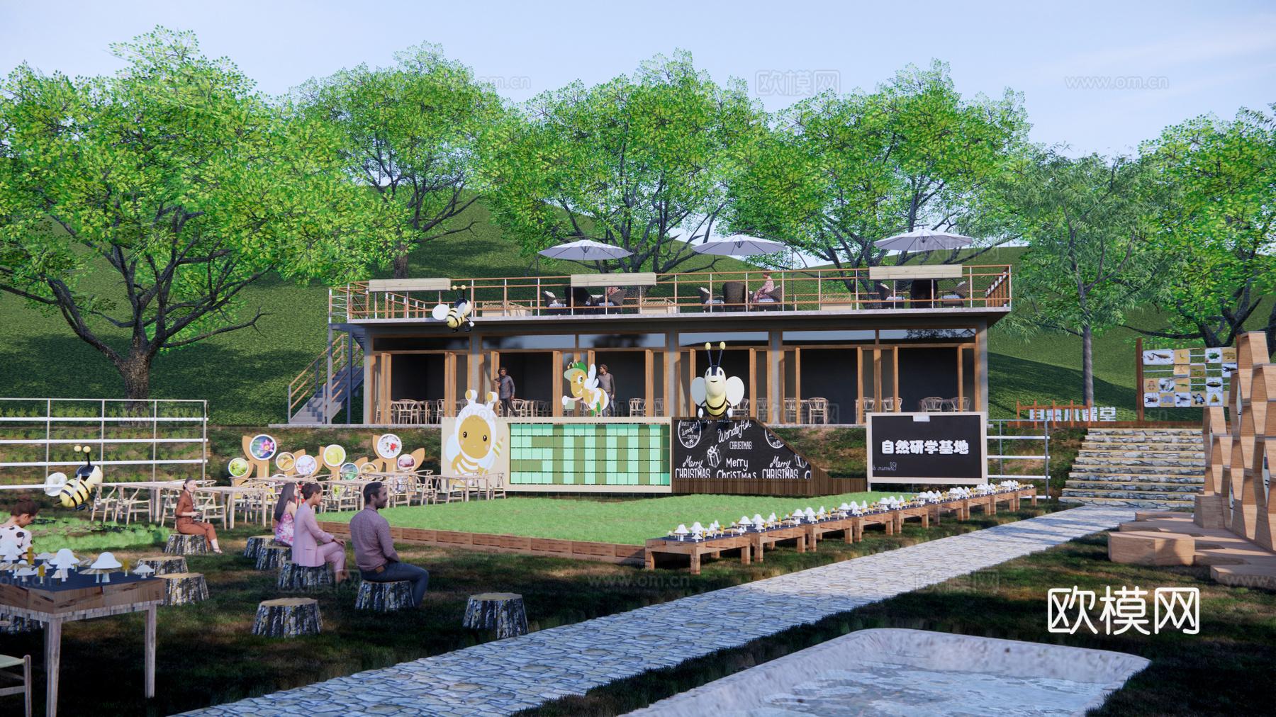 现代蜜蜂科普基地su模型下载