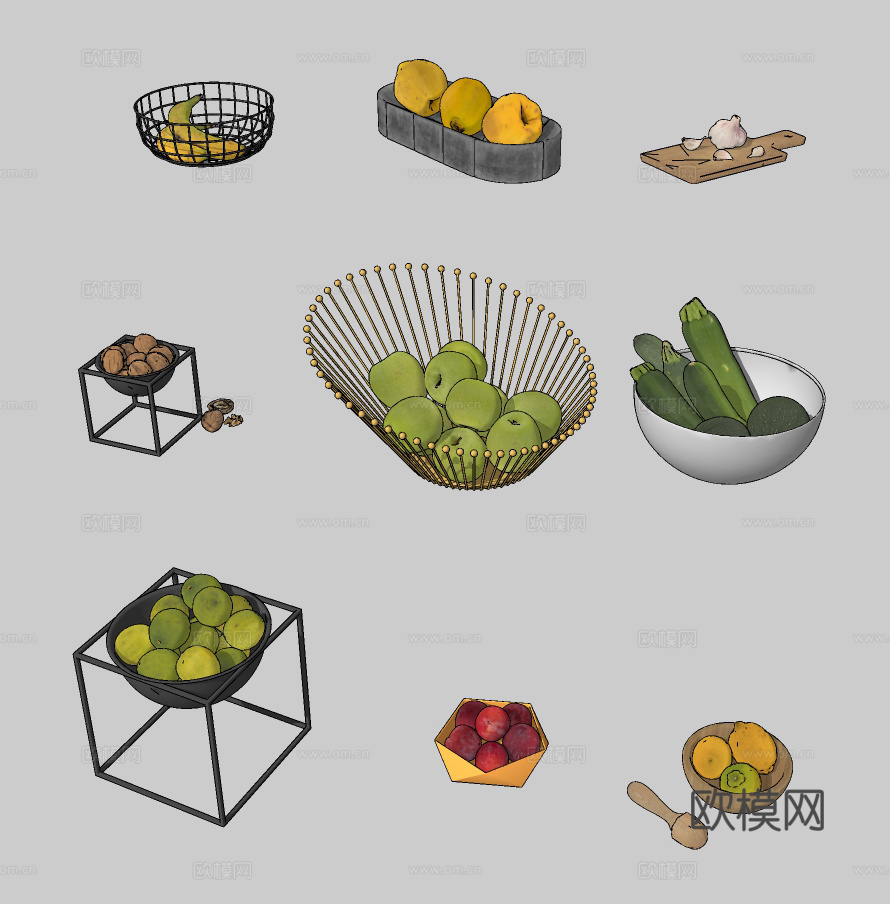 现代蔬菜水果食物su模型下载