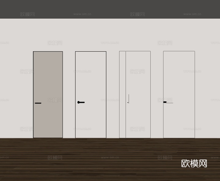 现代极简门单开门房门su模型下载