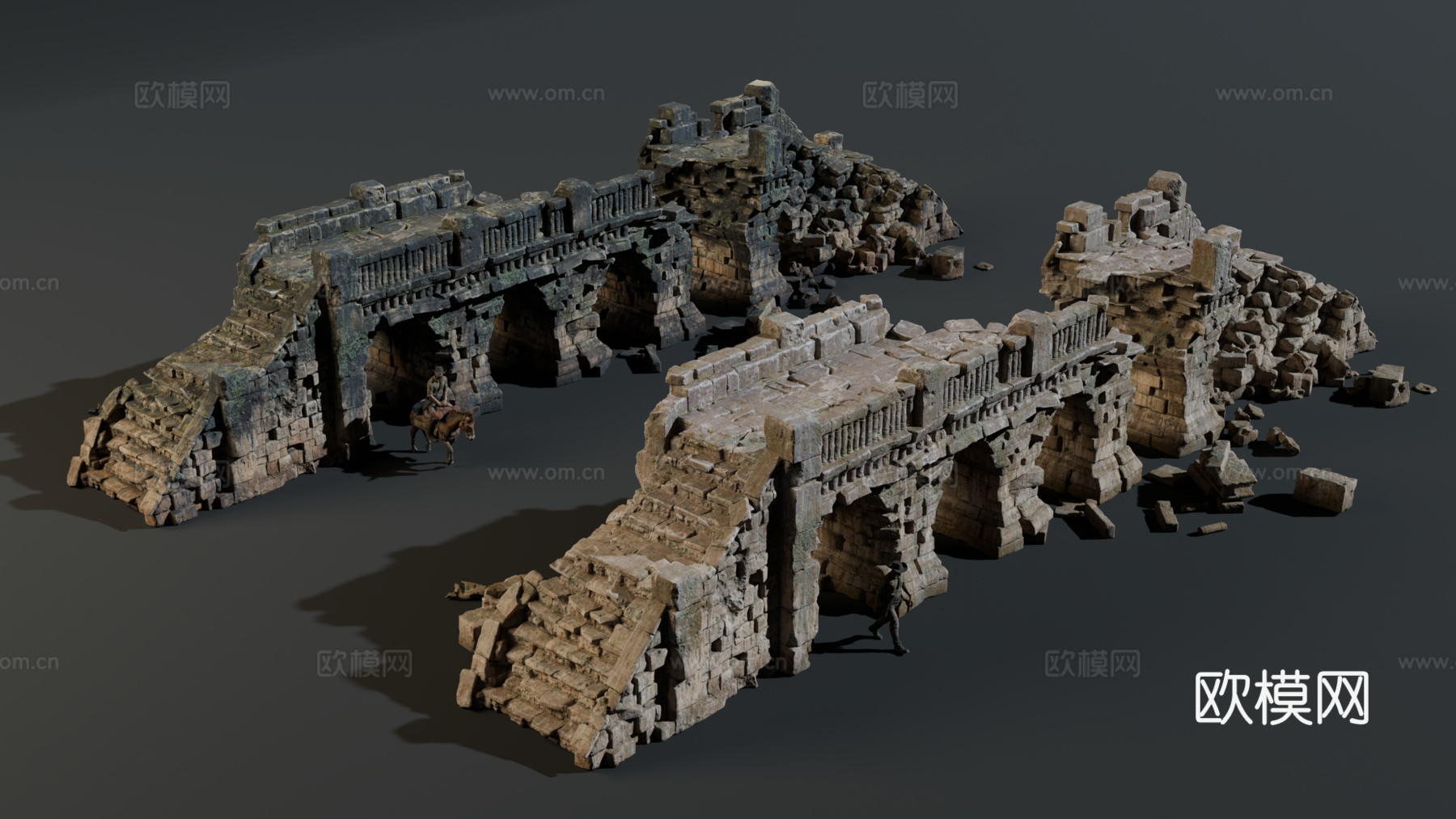 古代遗迹 废墟 神庙城堡遗迹 废墟城墙 失落之城遗迹su模型