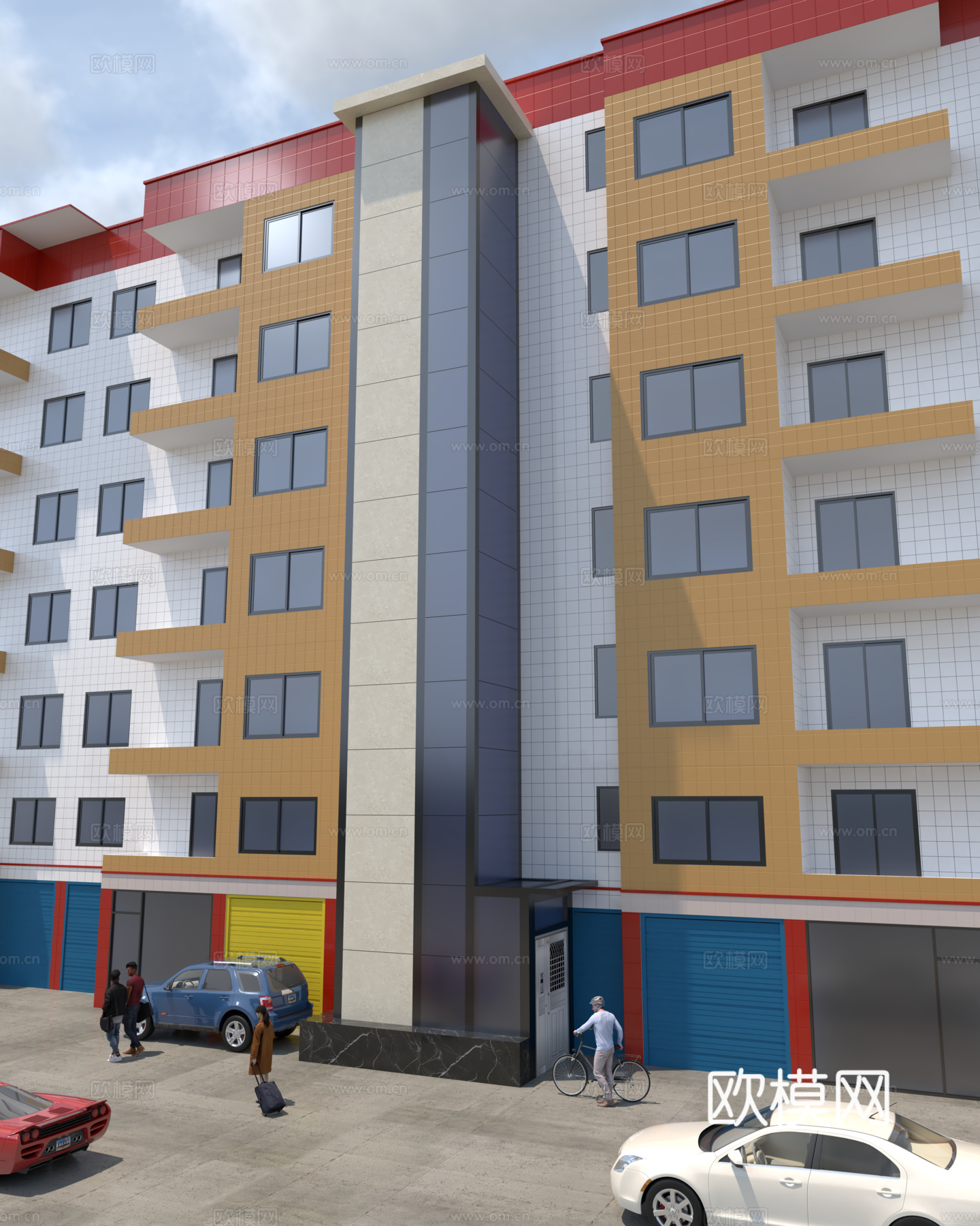 现代住宅楼建筑外观su模型下载