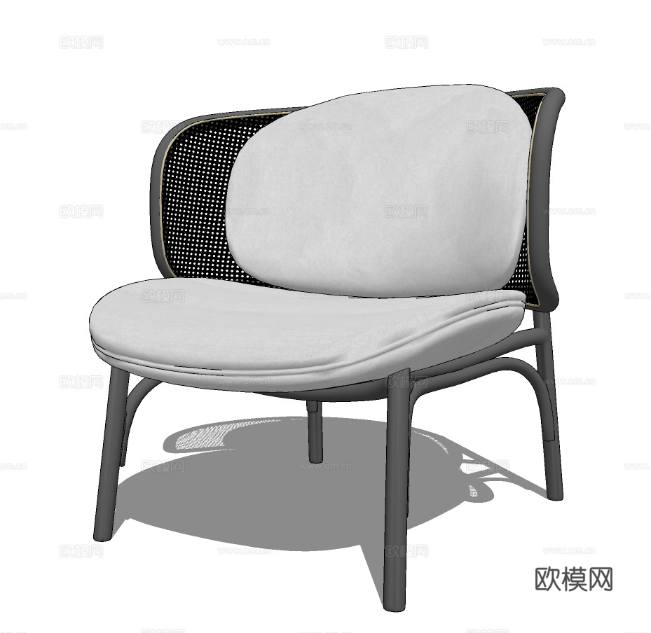 现代藤编休闲椅su模型下载