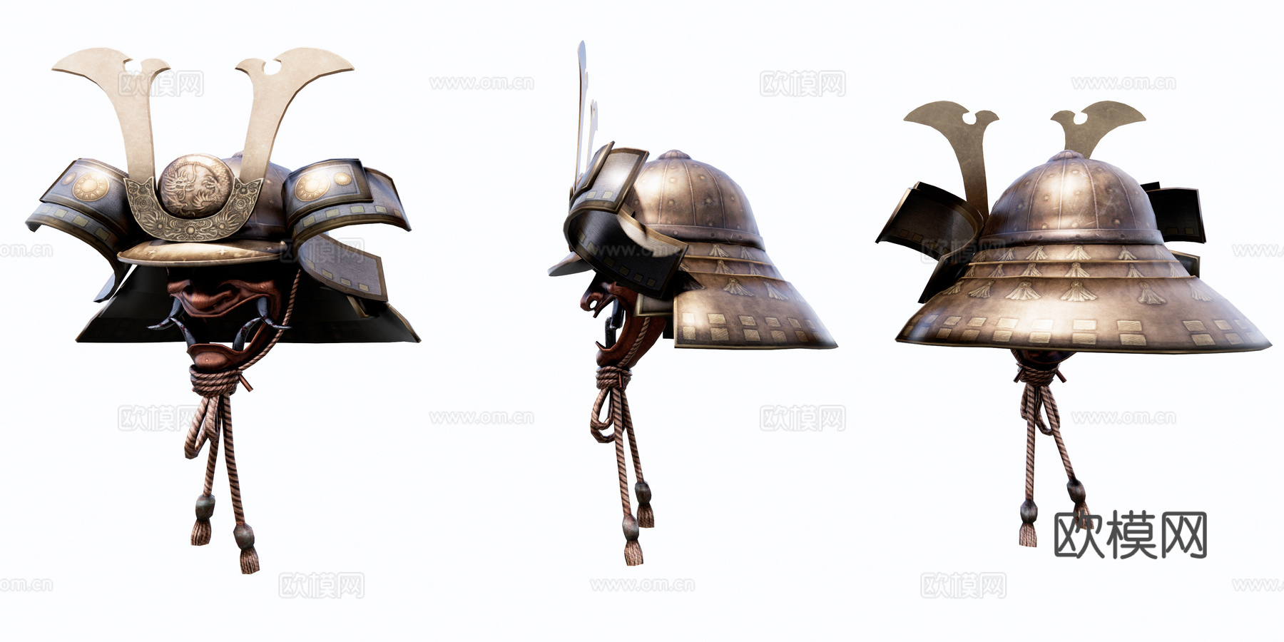 日式武士面具头盔su模型下载