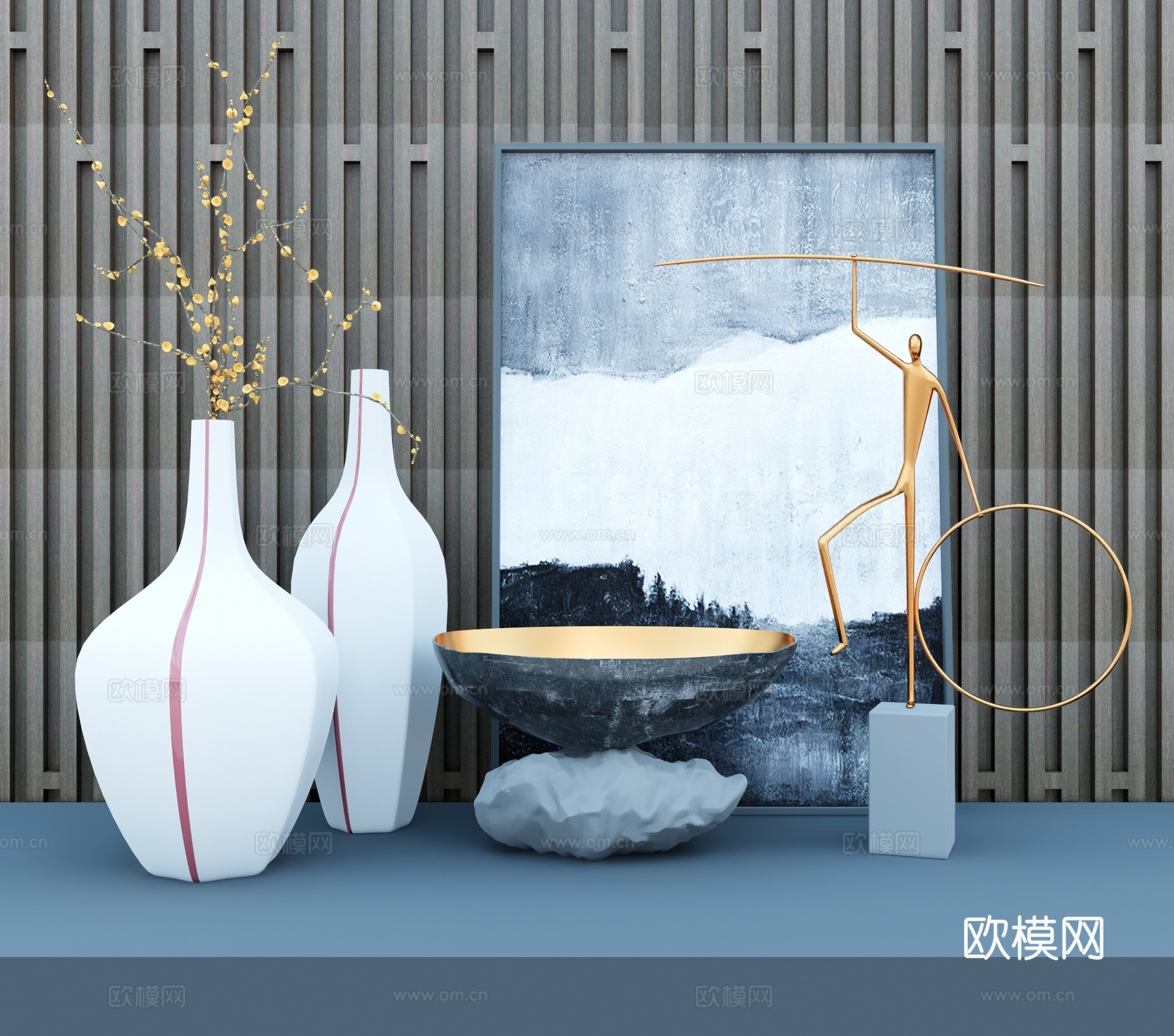现代花瓶金属摆件su模型下载