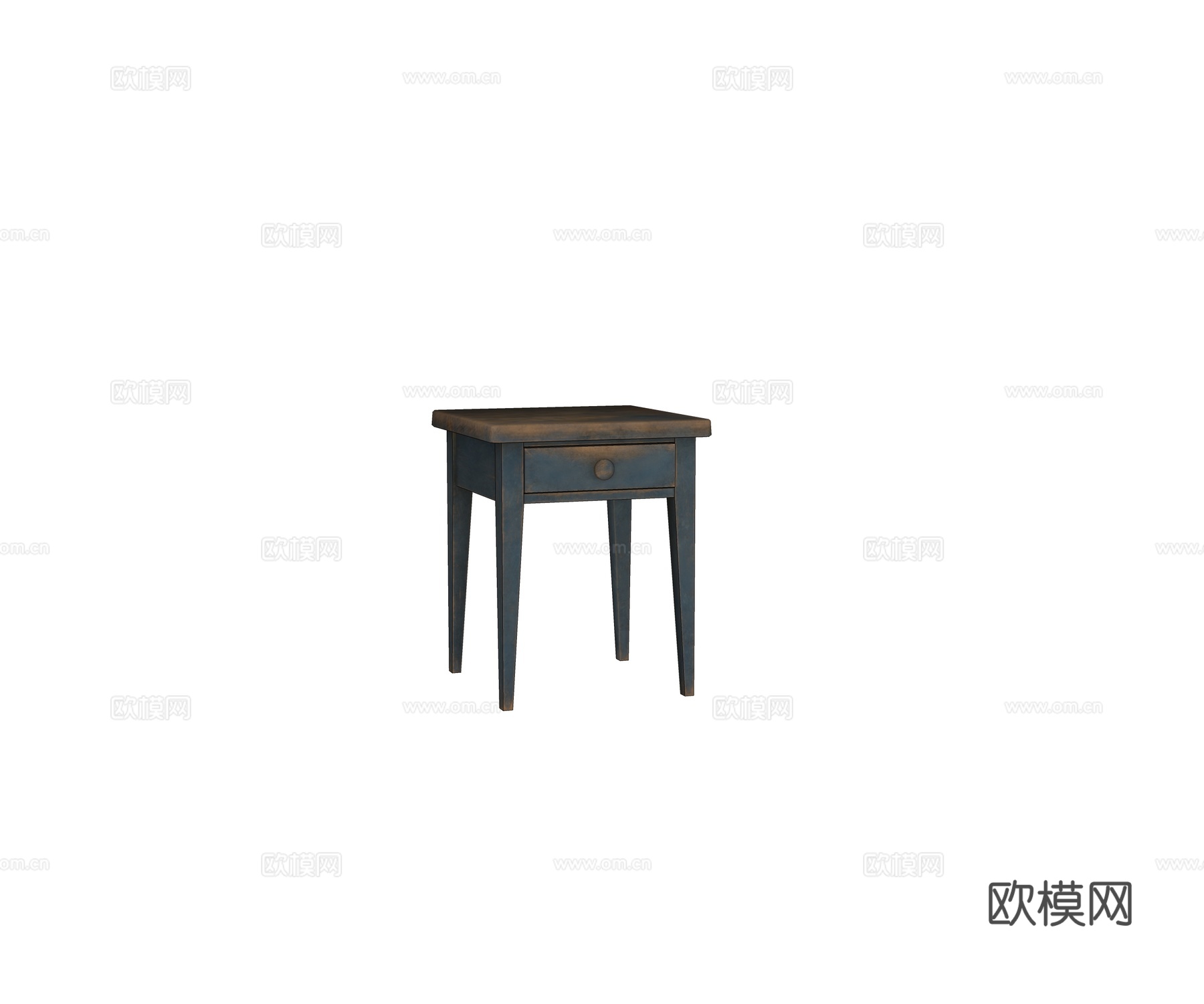 现代复古实木家具 彩绘木制床头柜su模型