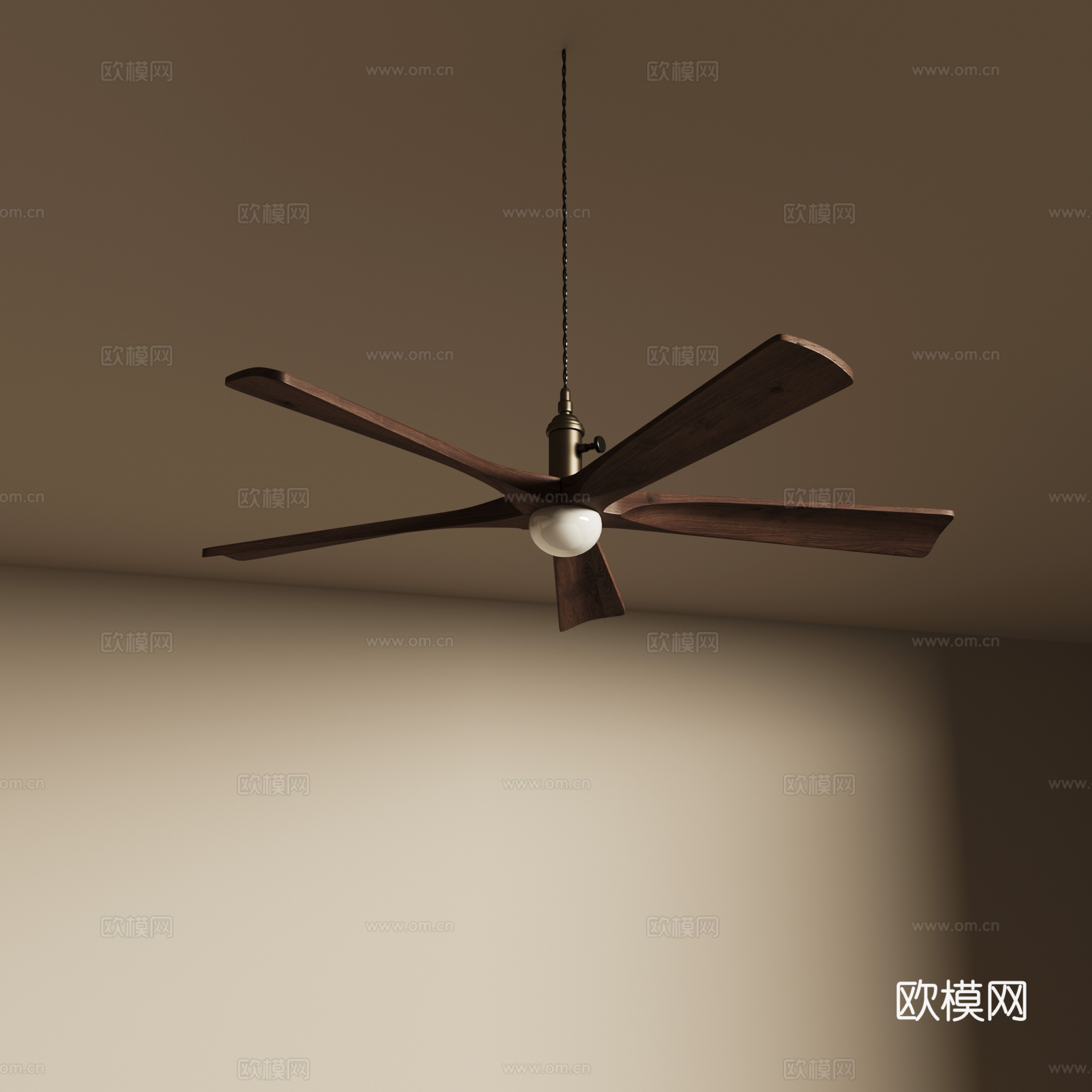 中古风风扇灯 实木风扇灯 吊扇灯3d模型