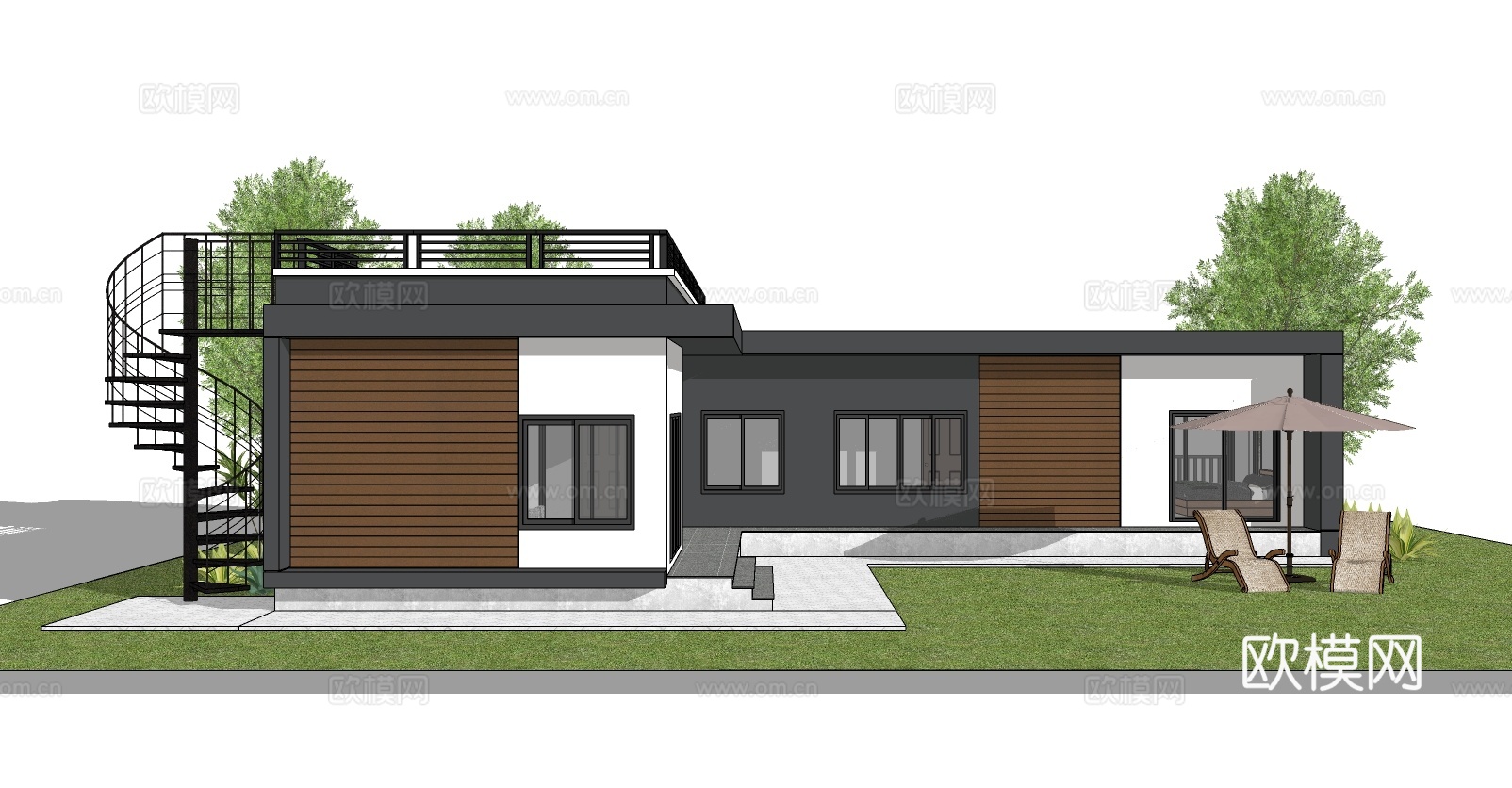 现代住宅建筑su模型下载
