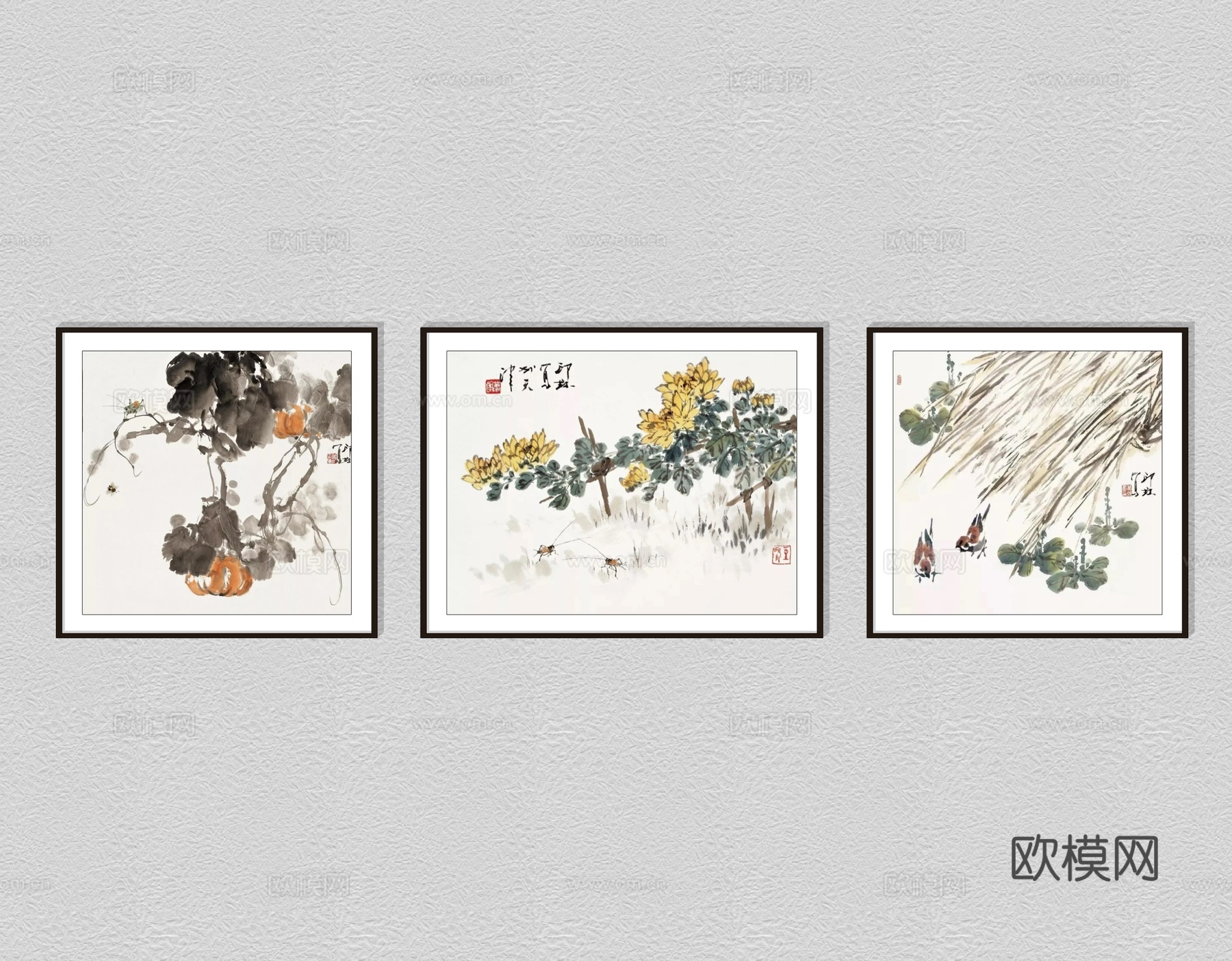 现代油画装饰画su模型下载