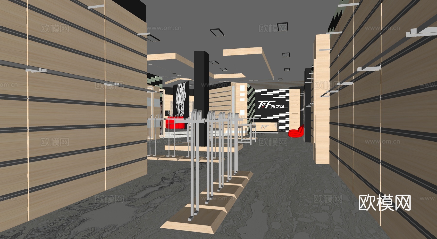 现代服装店su模型下载
