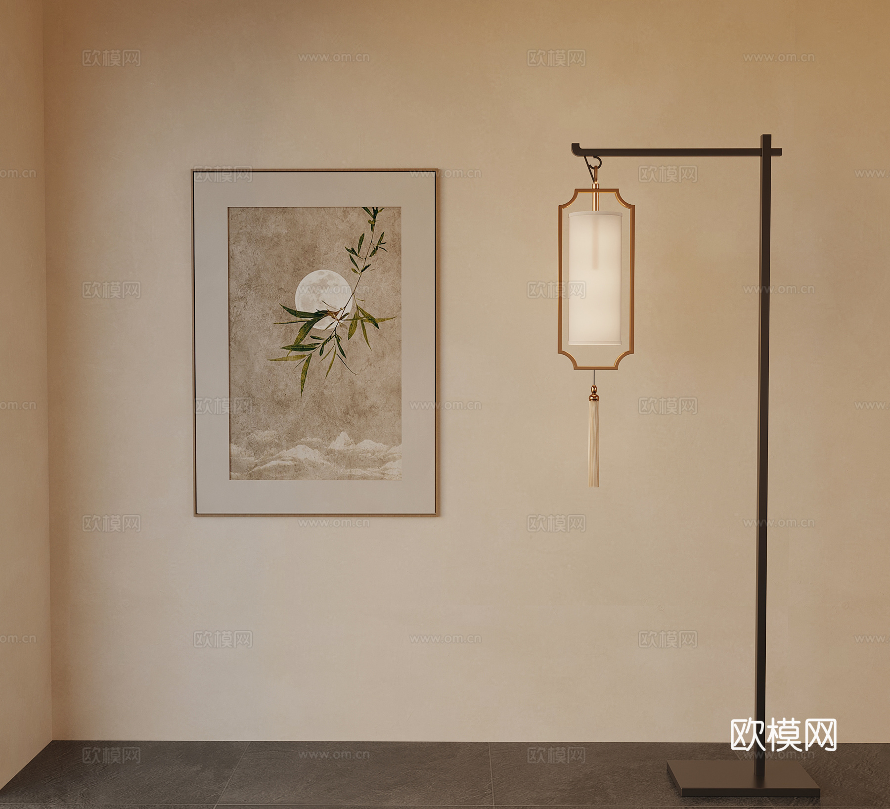 新中式挂画su模型
