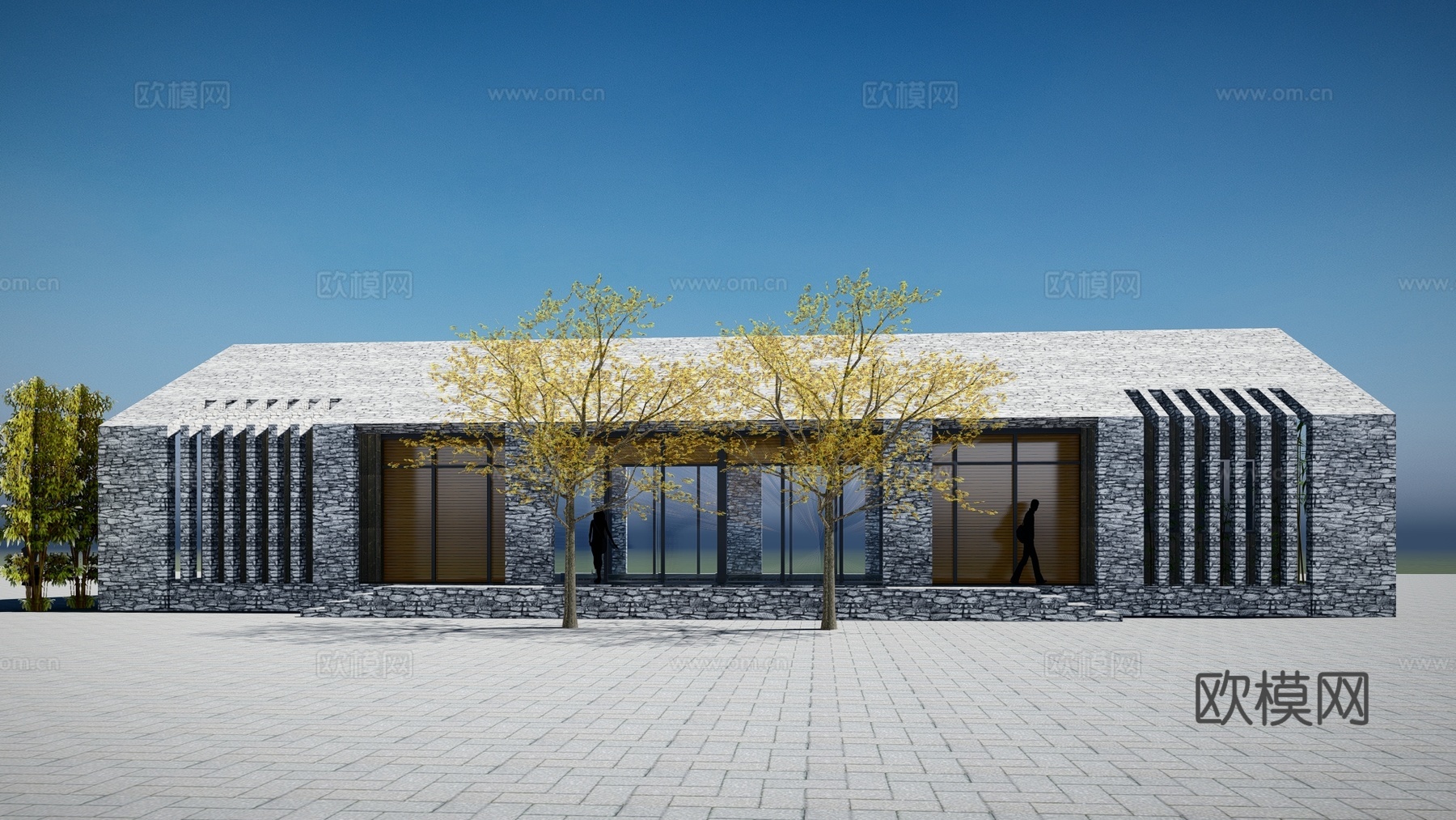 现代展厅建筑外观su模型下载