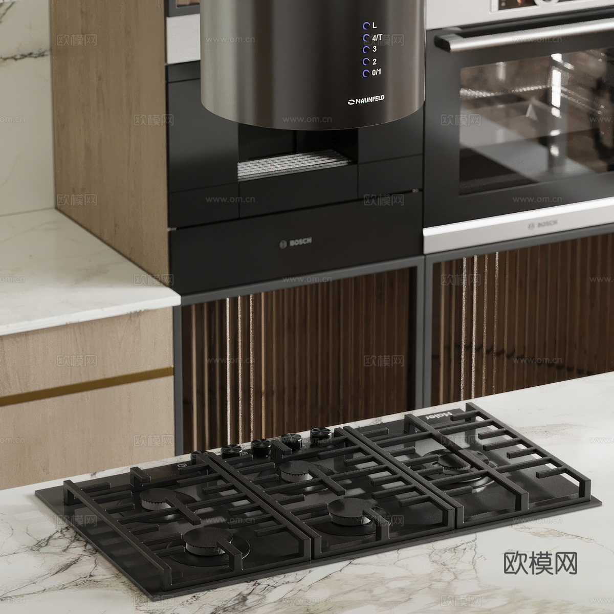现代意式极简橱柜 岛台3d模型