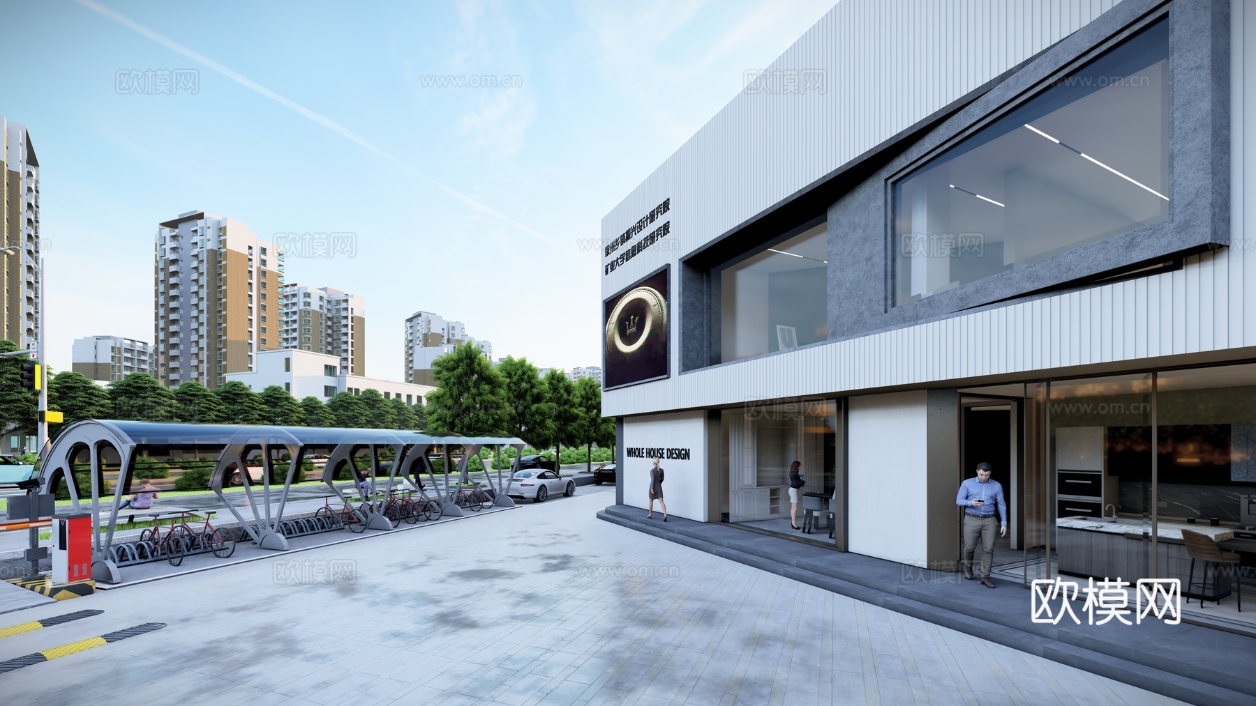 现代商业楼建筑外观su模型下载