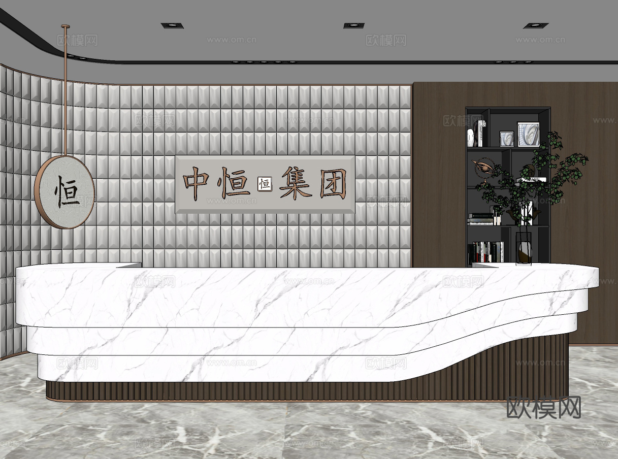 现代轻奢接待台su模型下载