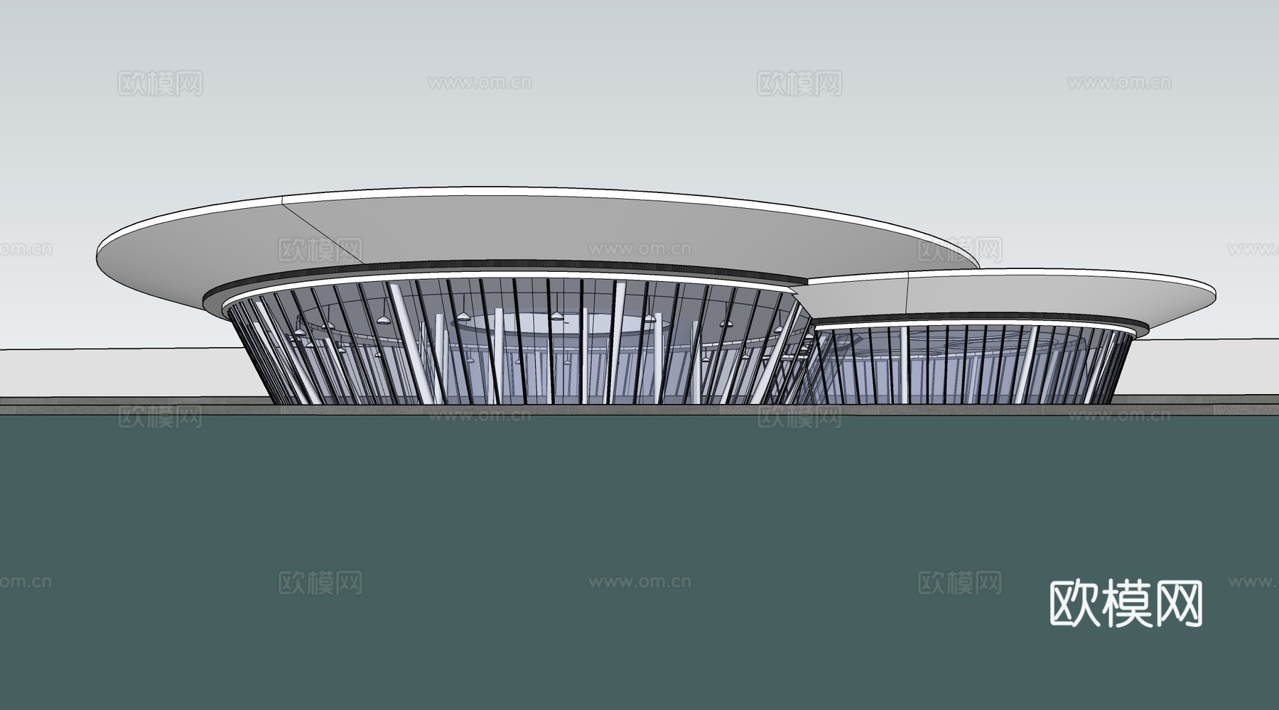 现代圆形建筑 小公建 圆形厕所建筑 驿站建筑su模型